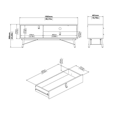 Ry TV Unit 1 Door 1 Drawer in Matt Black Walnut – FTG, view 11