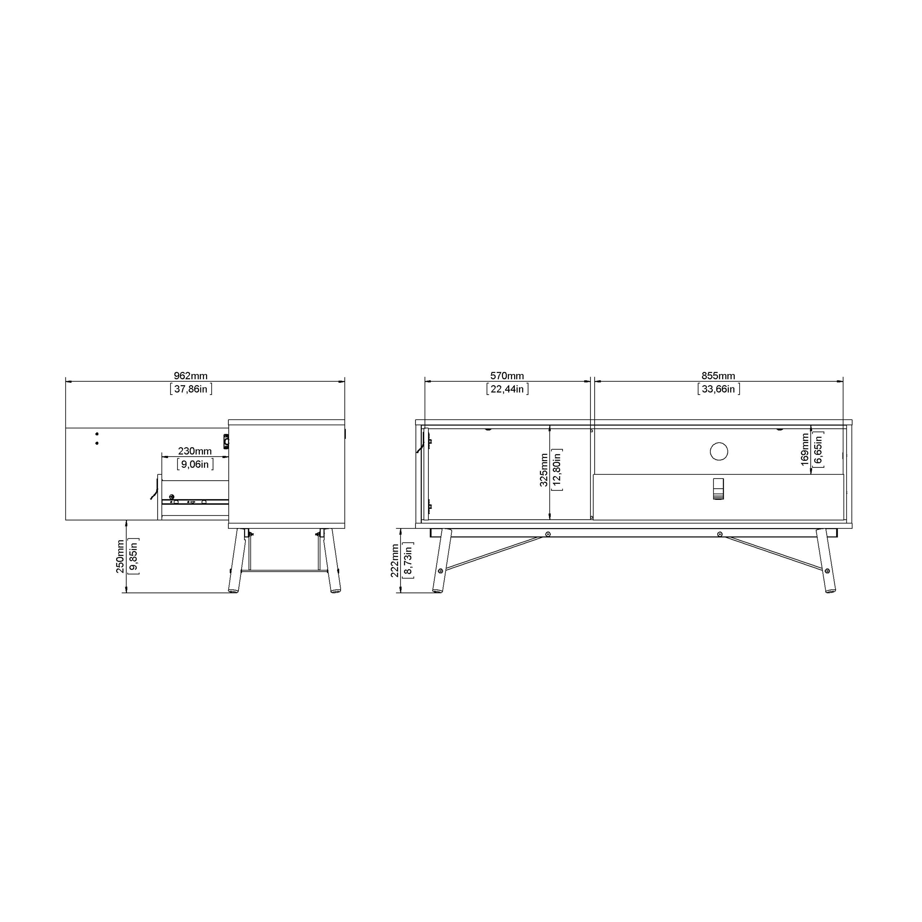 Ry TV Unit 1 Door 1 Drawer in Matt Black Walnut – FTG, view 12