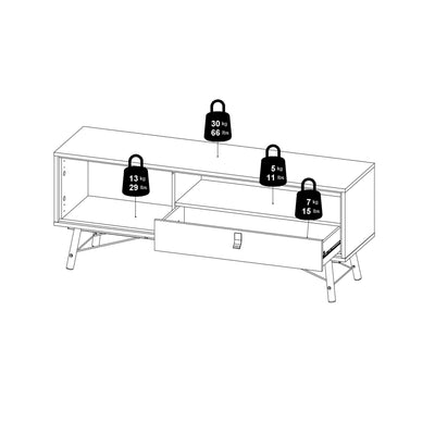 Ry TV Unit 1 Door 1 Drawer in Matt Black Walnut – FTG, view 13