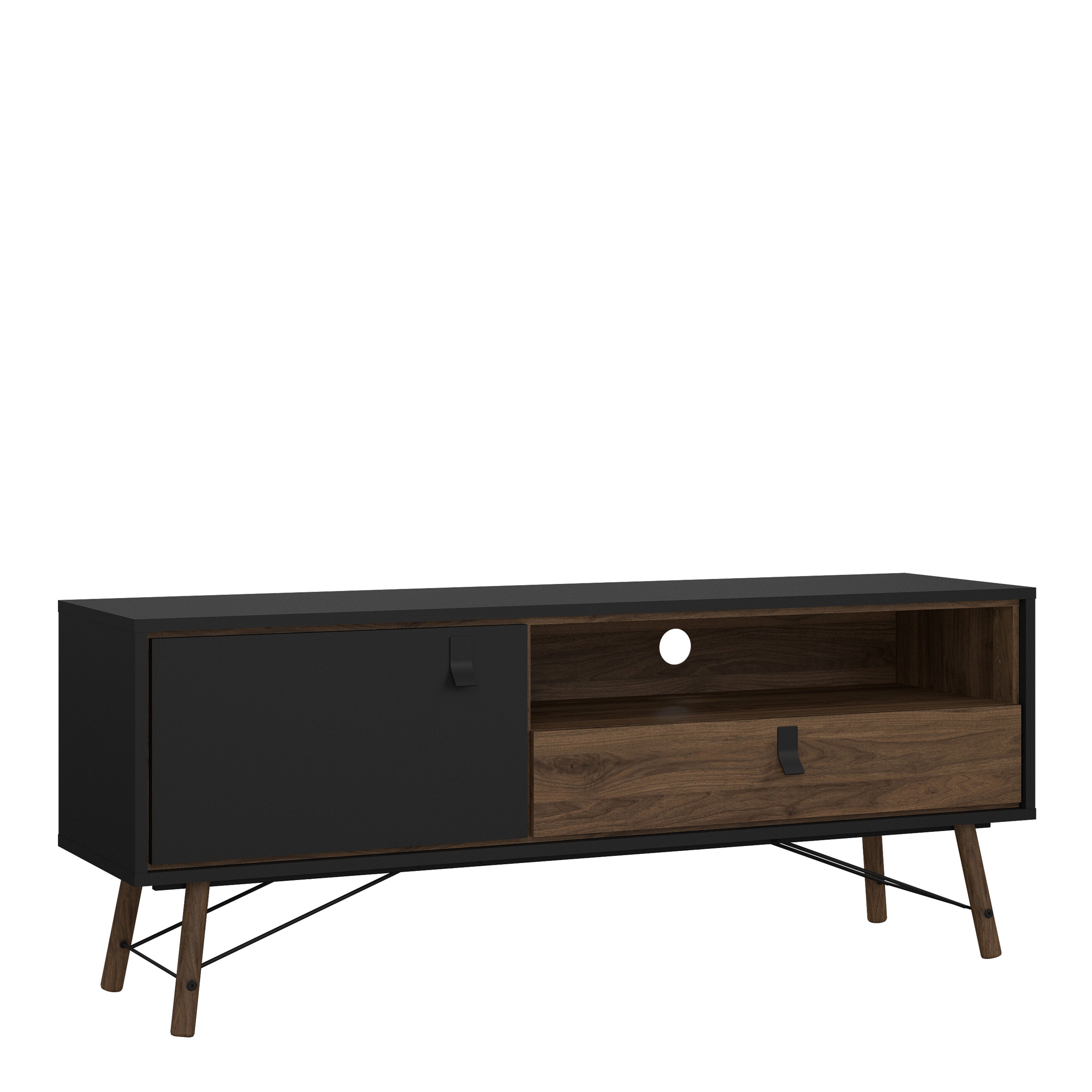 Ry TV Unit 1 Door 1 Drawer in Matt Black Walnut – FTG