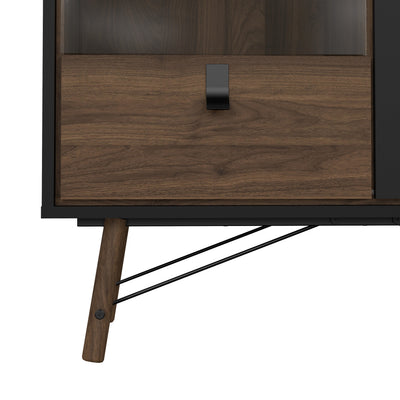 Ry China Cabinet 1 Door 1 Glass Door 1 Drawer in Matt Black Walnut – FTG, view 10