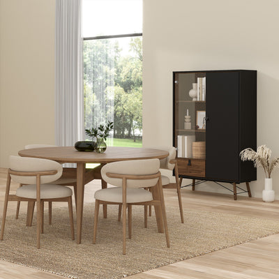 Ry China Cabinet 1 Door 1 Glass Door 1 Drawer in Matt Black Walnut – FTG, view 7