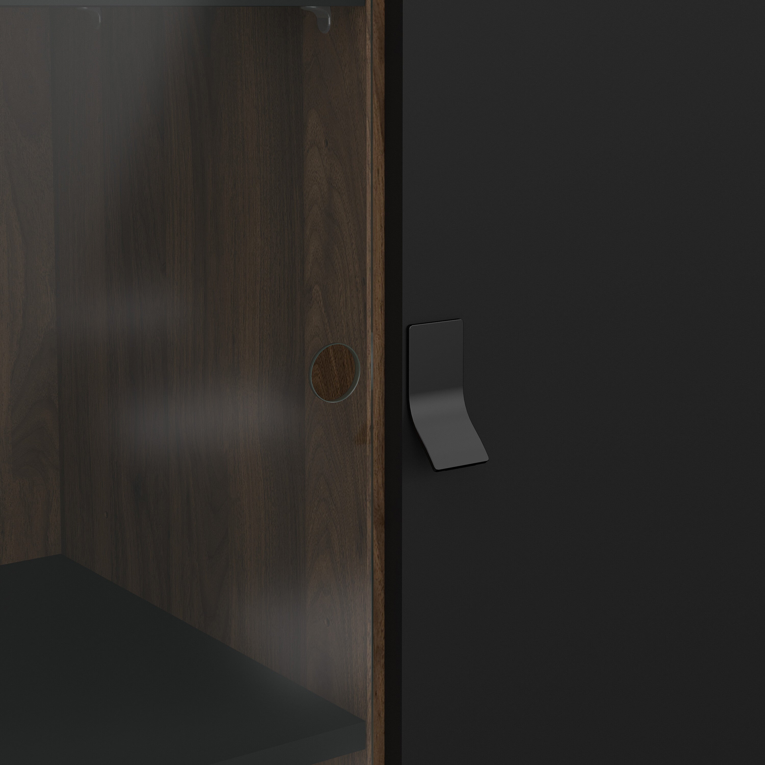 Ry China Cabinet 1 Door 1 Glass Door 1 Drawer in Matt Black Walnut – FTG, view 9