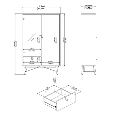 Ry China Cabinet 1 Door 1 Glass Door 1 Drawer in Matt White – FTG, view 12