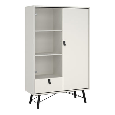Ry China Cabinet 1 Door 1 Glass Door 1 Drawer in Matt White – FTG