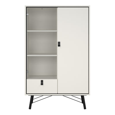 Ry China Cabinet 1 Door 1 Glass Door 1 Drawer in Matt White – FTG, view 2