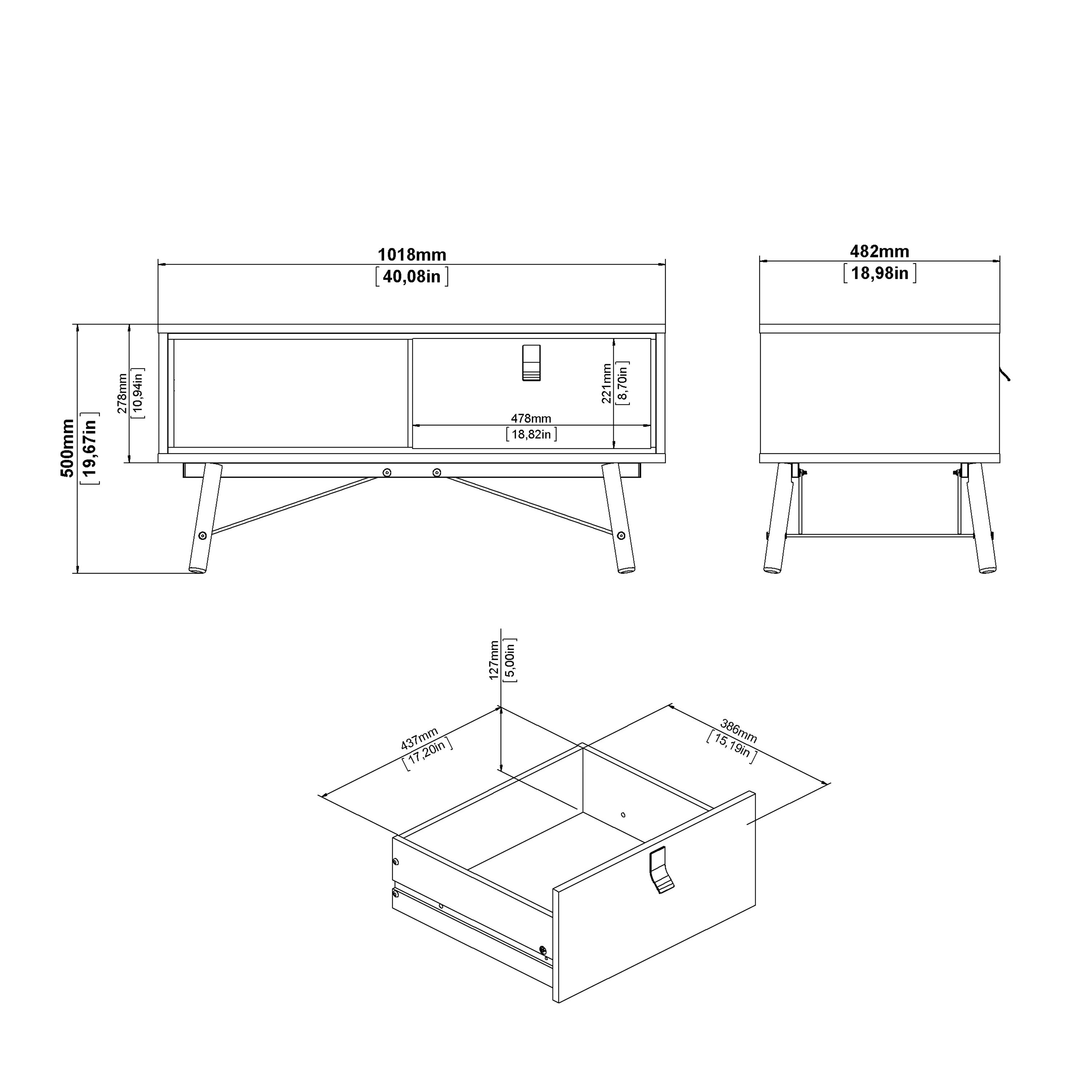 Ry Coffee Table with 1 Drawer in Matt Black Walnut – FTG, view 11