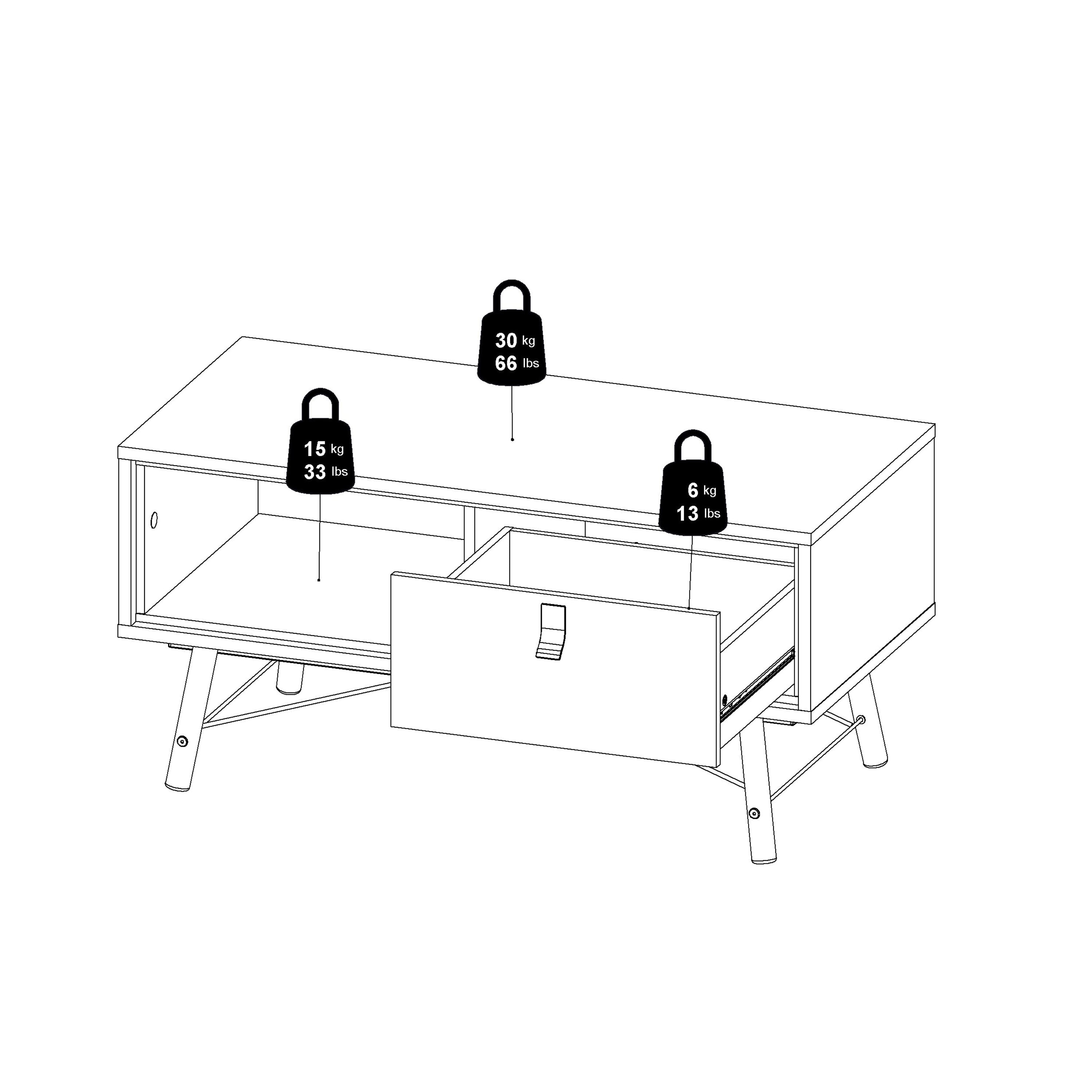 Ry Coffee Table with 1 Drawer in Matt Black Walnut – FTG, view 13
