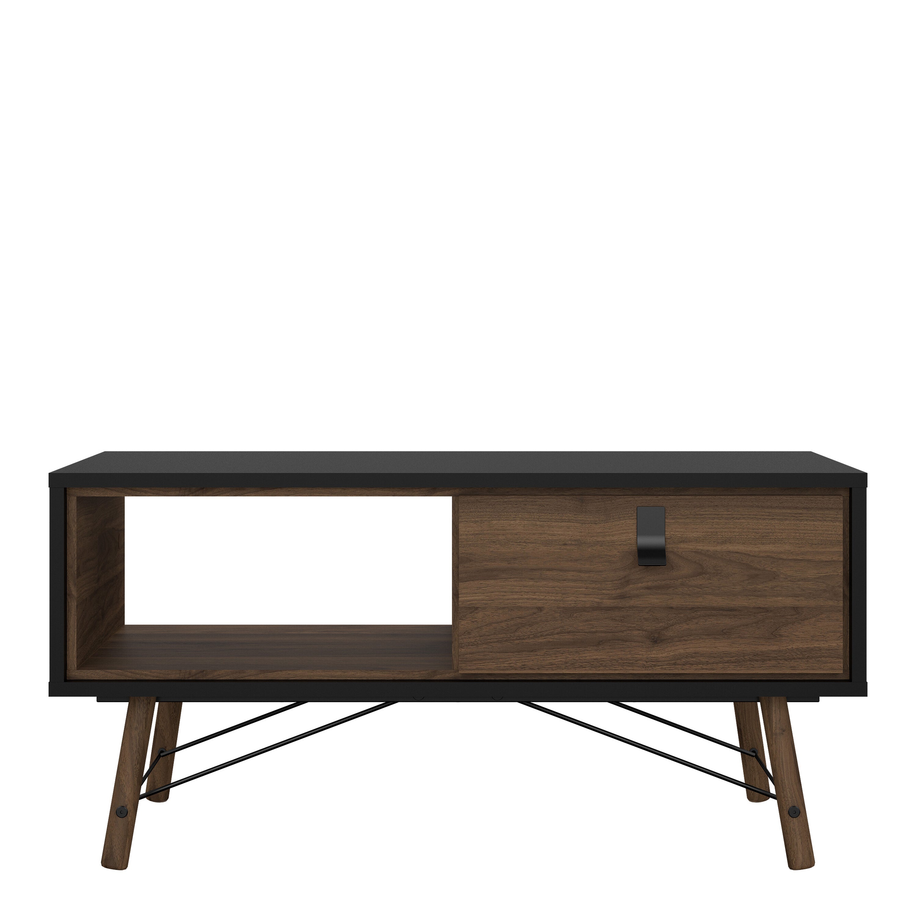 Ry Coffee Table with 1 Drawer in Matt Black Walnut – FTG, view 2