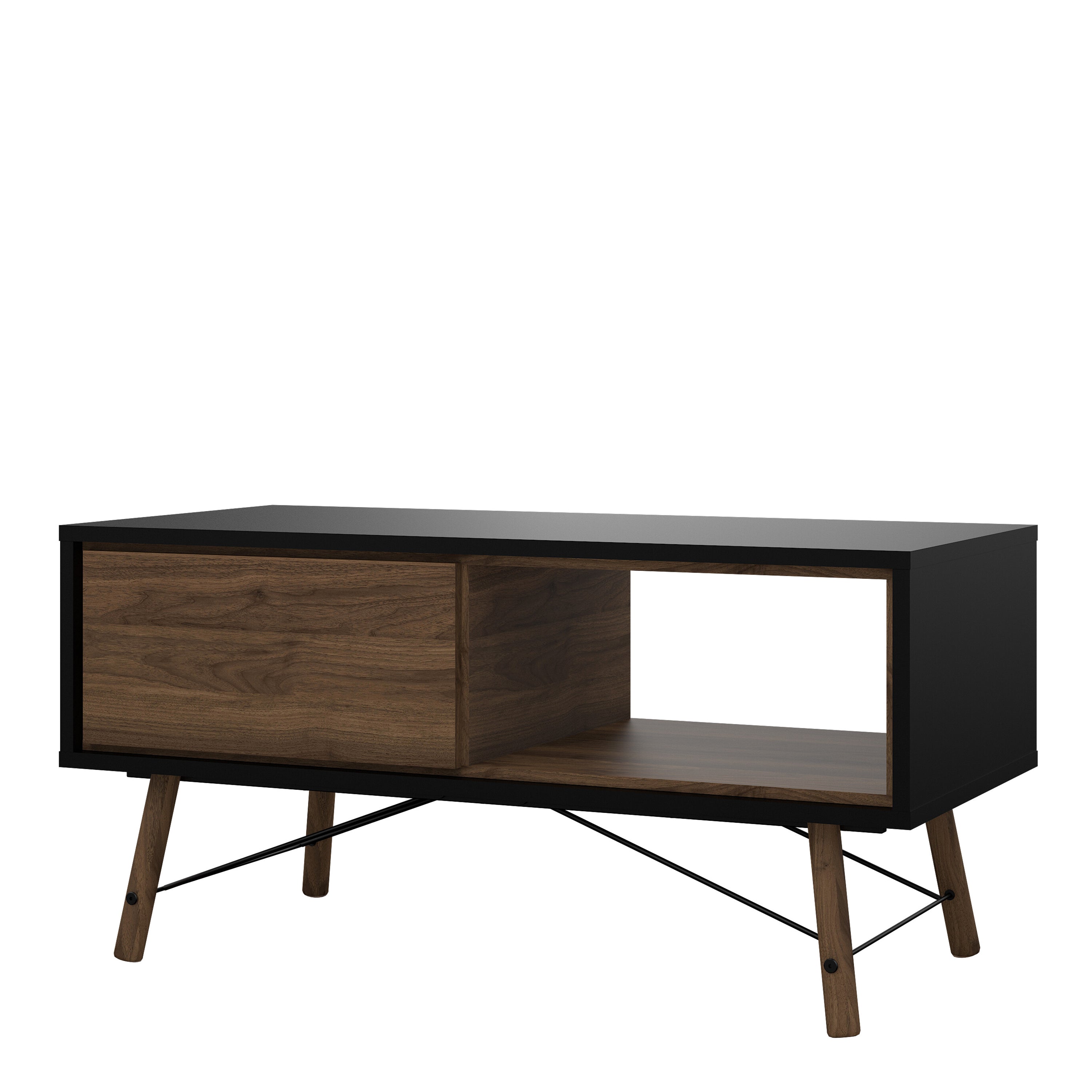 Ry Coffee Table with 1 Drawer in Matt Black Walnut – FTG, view 4