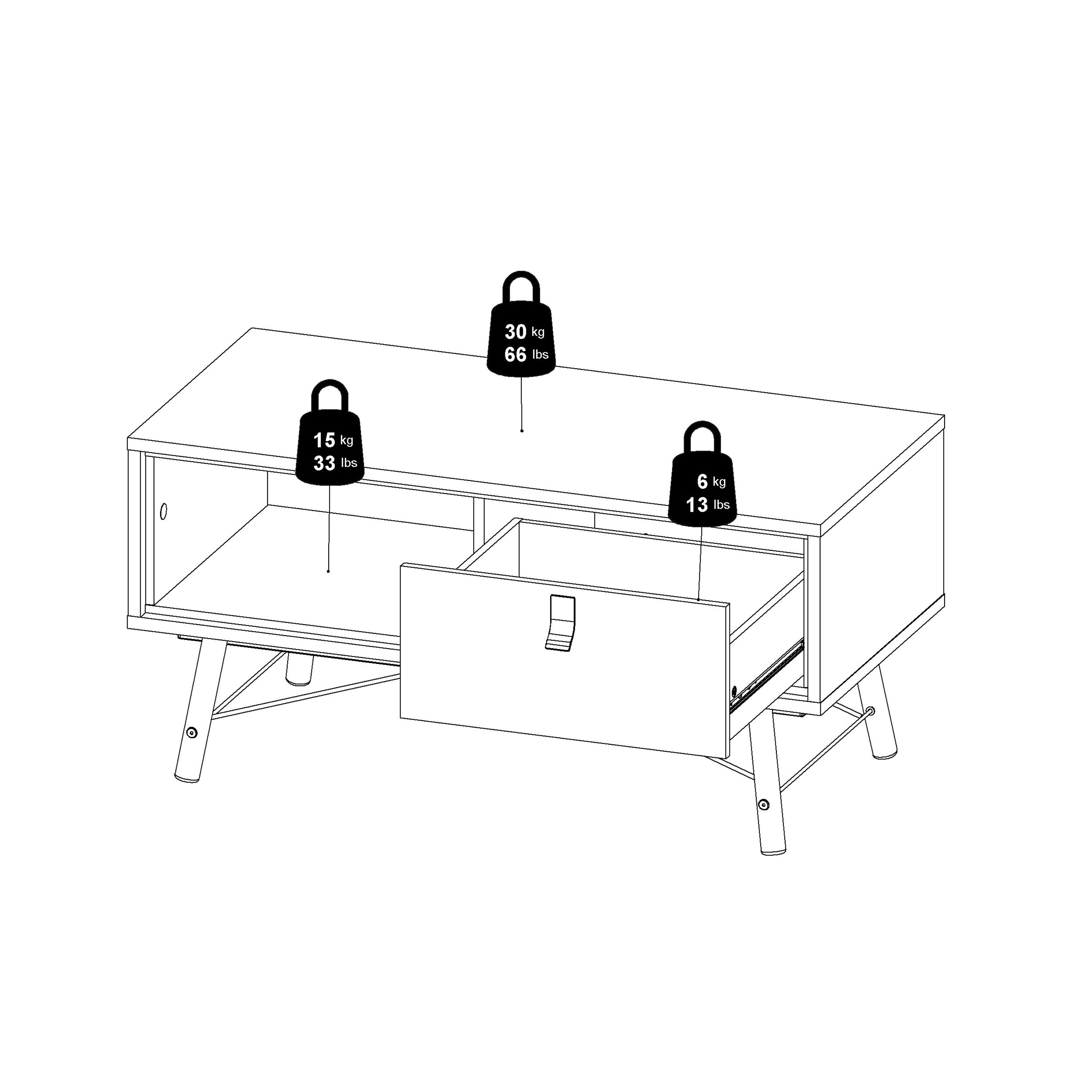 Ry Coffee Table with 1 Drawer in Matt White – FTG, view 13