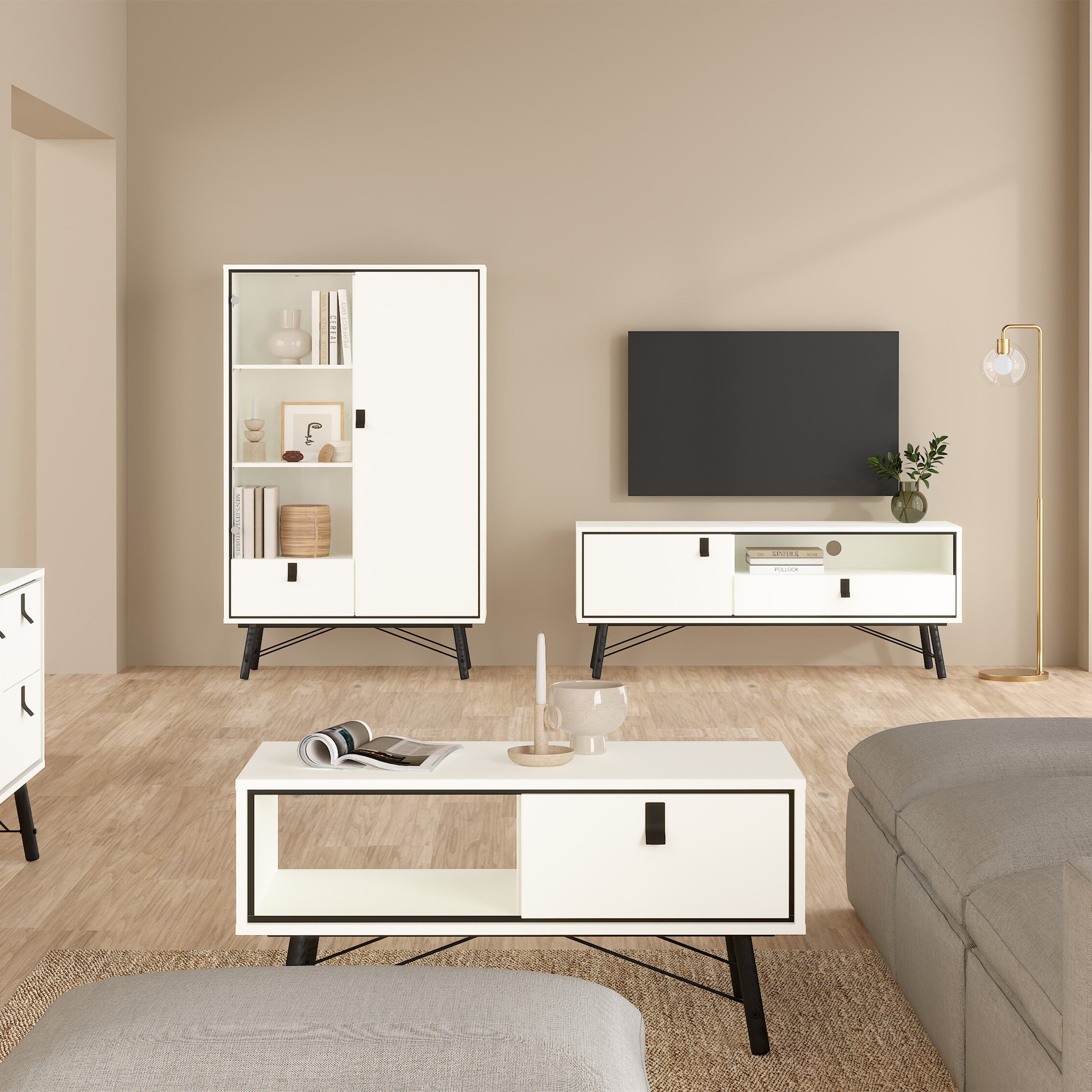 Ry Coffee Table with 1 Drawer in Matt White – FTG, view 6