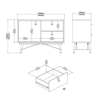Ry Sideboard with 1 Door 2 Drawers in Matt White – FTG, view 11