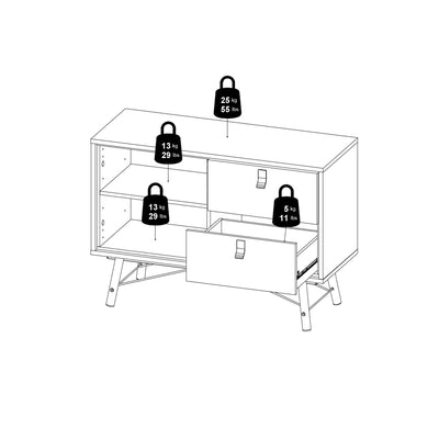 Ry Sideboard with 1 Door 2 Drawers in Matt White – FTG, view 13