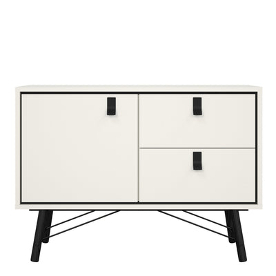 Ry Sideboard with 1 Door 2 Drawers in Matt White – FTG, view 2