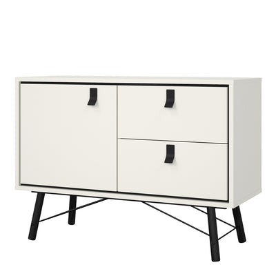 Ry Sideboard with 1 Door 2 Drawers in Matt White – FTG, view 3