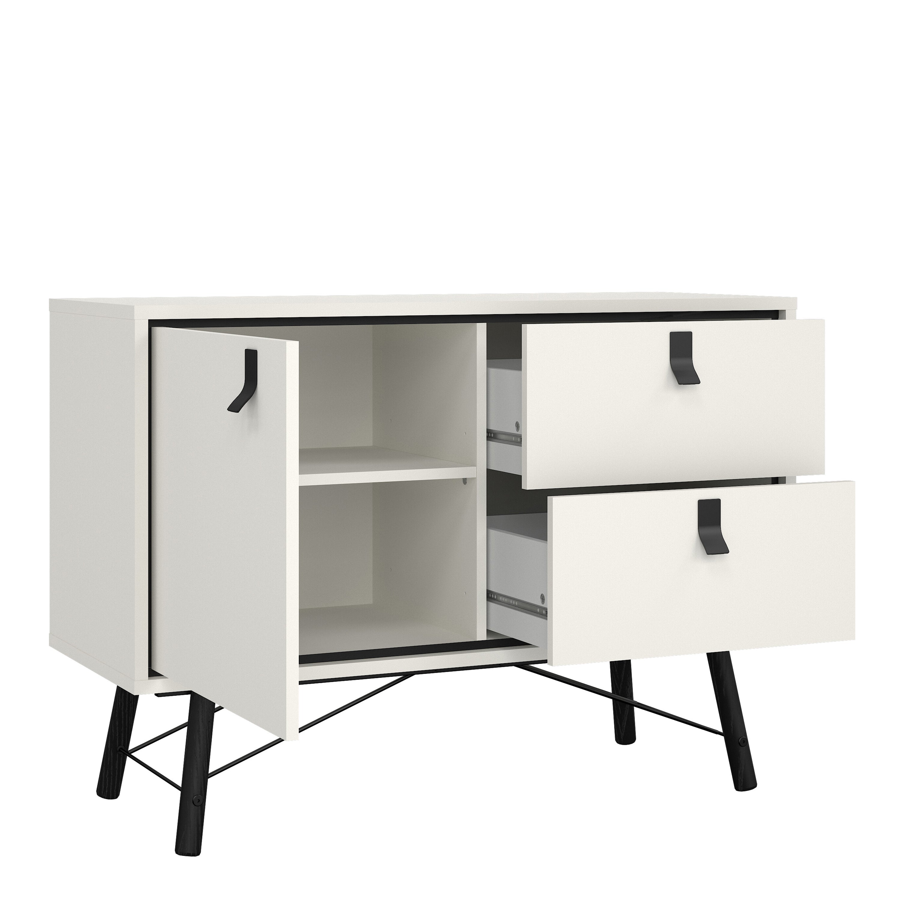 Ry Sideboard with 1 Door 2 Drawers in Matt White – FTG, view 5