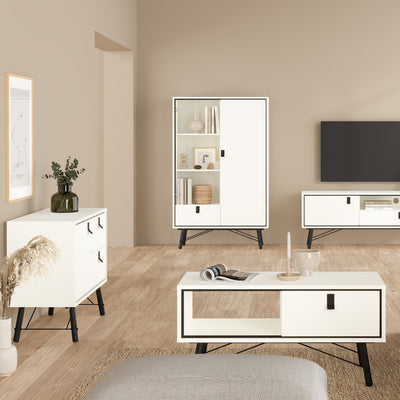 Ry Sideboard with 1 Door 2 Drawers in Matt White – FTG, view 6