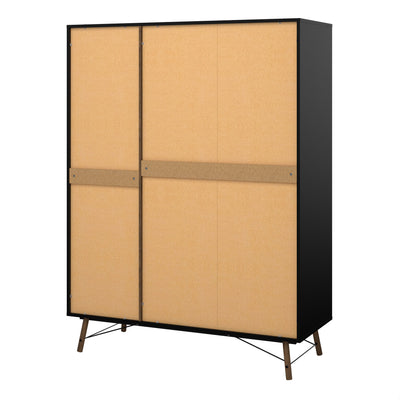 Ry Wardrobe 3 Doors 3 Drawers in Matt Black Walnut – FTG, view 4