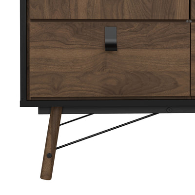 Ry Wardrobe 3 Doors 3 Drawers in Matt Black Walnut – FTG, view 9