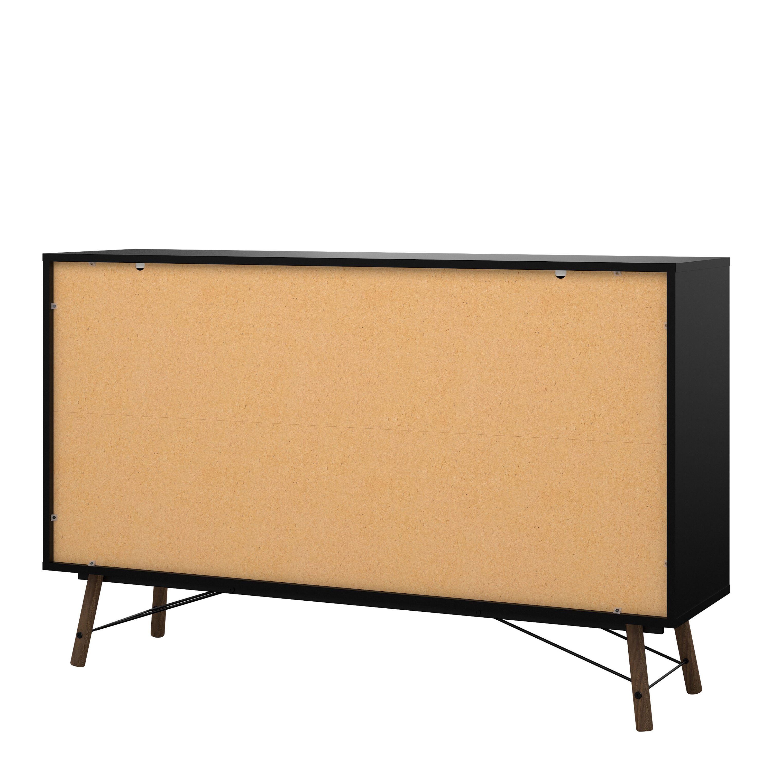 Ry Wide Double Chest of Drawers 6 Drawers in Matt Black Walnut – FTG, view 4