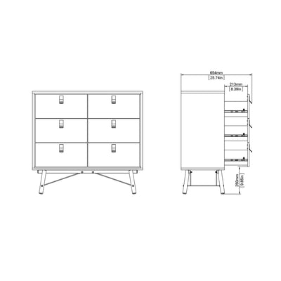 Ry Double Chest of Drawers 6 Drawers in Matt Black Walnut – FTG, view 11