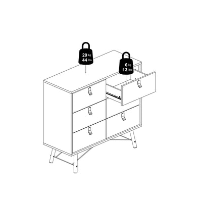 Ry Double Chest of Drawers 6 Drawers in Matt Black Walnut – FTG, view 12