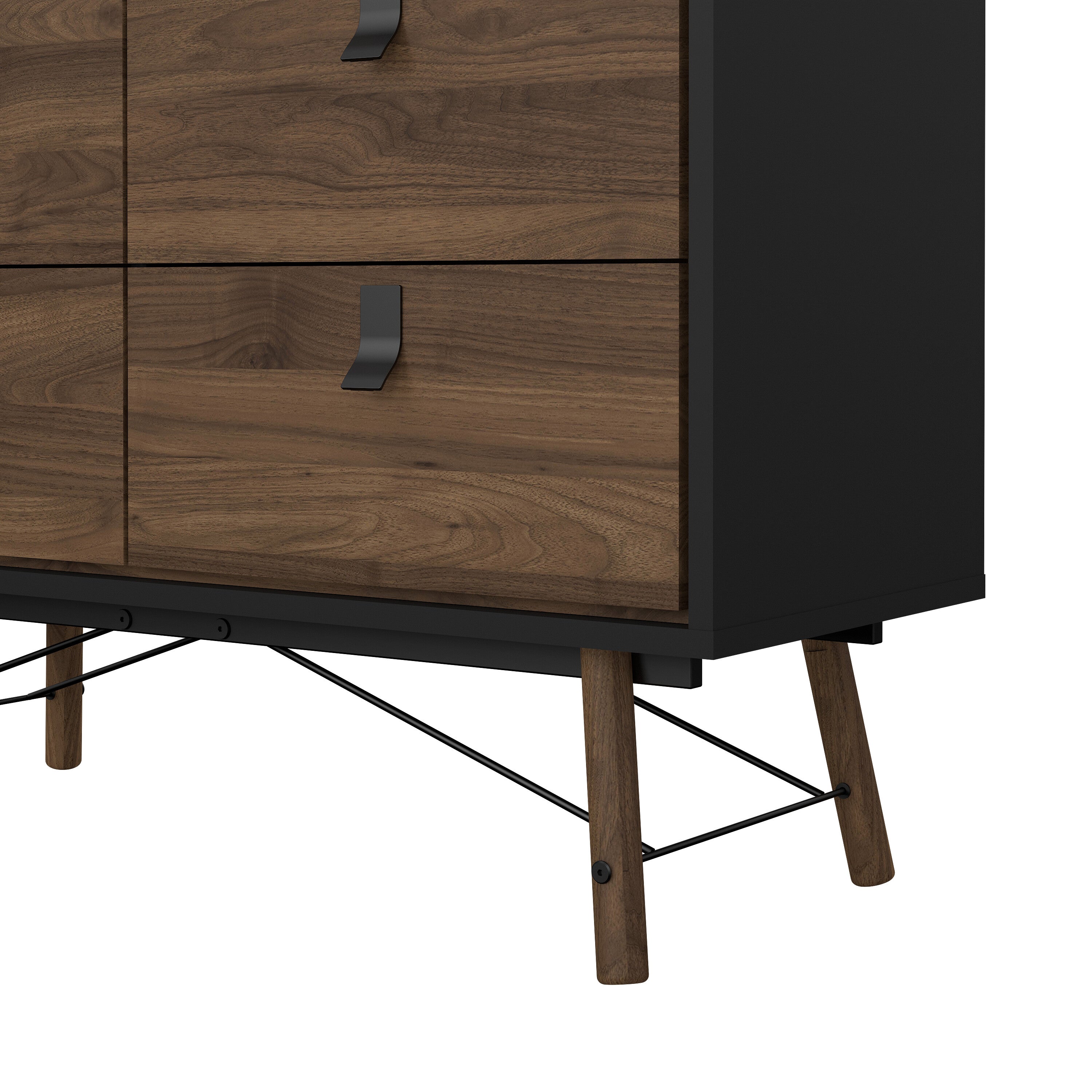Ry Double Chest of Drawers 6 Drawers in Matt Black Walnut – FTG, view 8