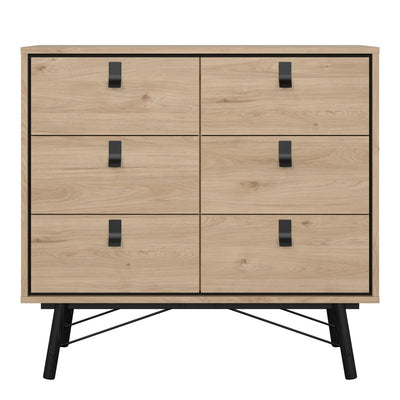 Ry Small Double Chest of Drawers 6 Drawers in Jackson Hickory Oak – FTG, view 2