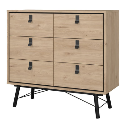 Ry Small Double Chest of Drawers 6 Drawers in Jackson Hickory Oak – FTG, view 3