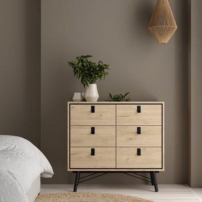 Ry Small Double Chest of Drawers 6 Drawers in Jackson Hickory Oak – FTG, view 6