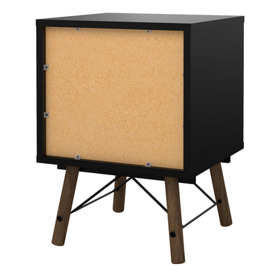 Ry Bedside Cabinet 2 Drawer in Matt Black Walnut – FTG, view 4