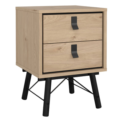 Ry Bedside Cabinet 2 Drawer Jackson Hickory Oak – FTG