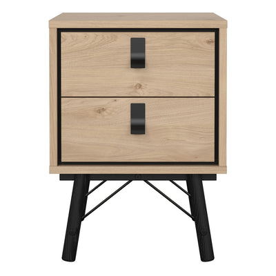 Ry Bedside Cabinet 2 Drawer Jackson Hickory Oak – FTG, view 2