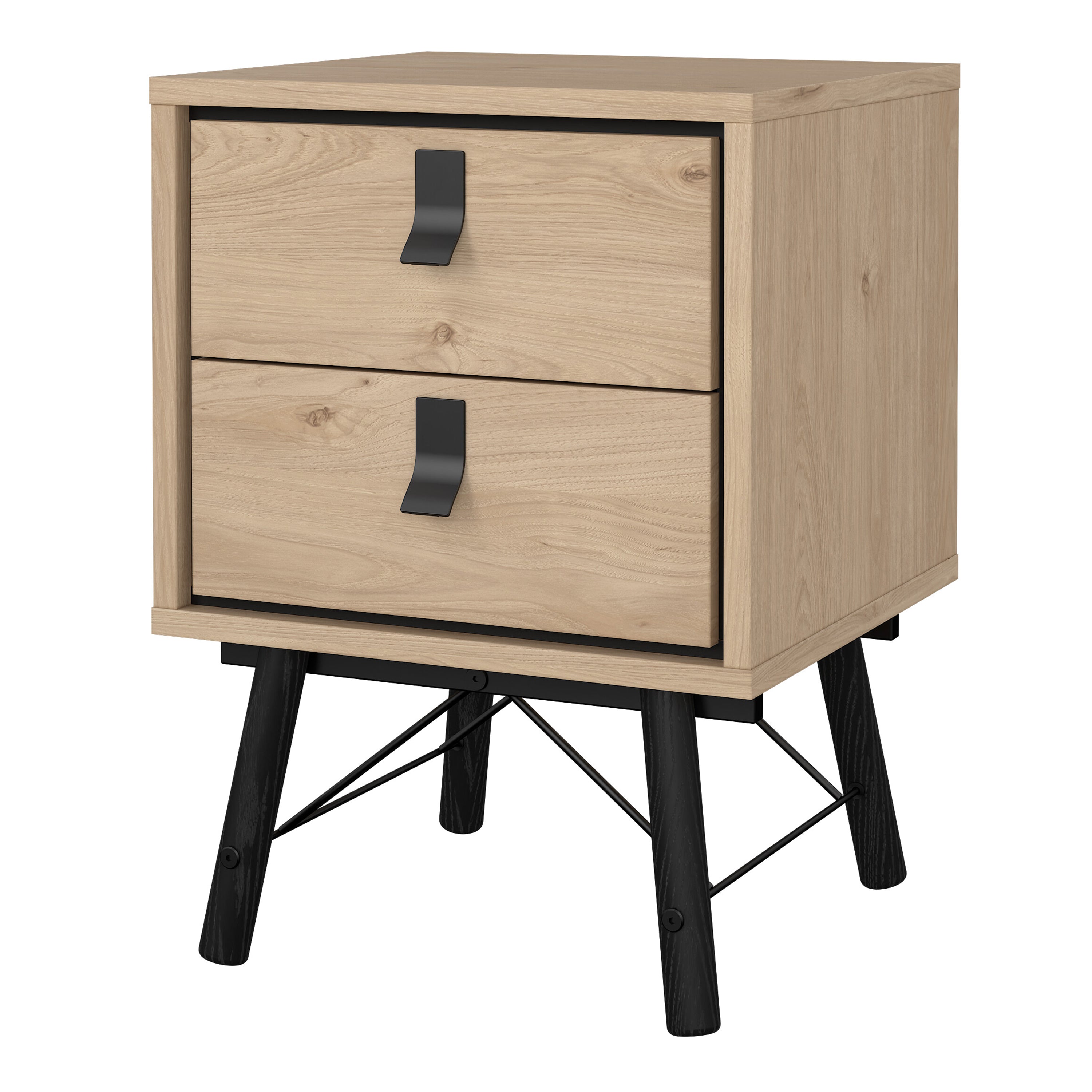 Ry Bedside Cabinet 2 Drawer Jackson Hickory Oak – FTG, view 3