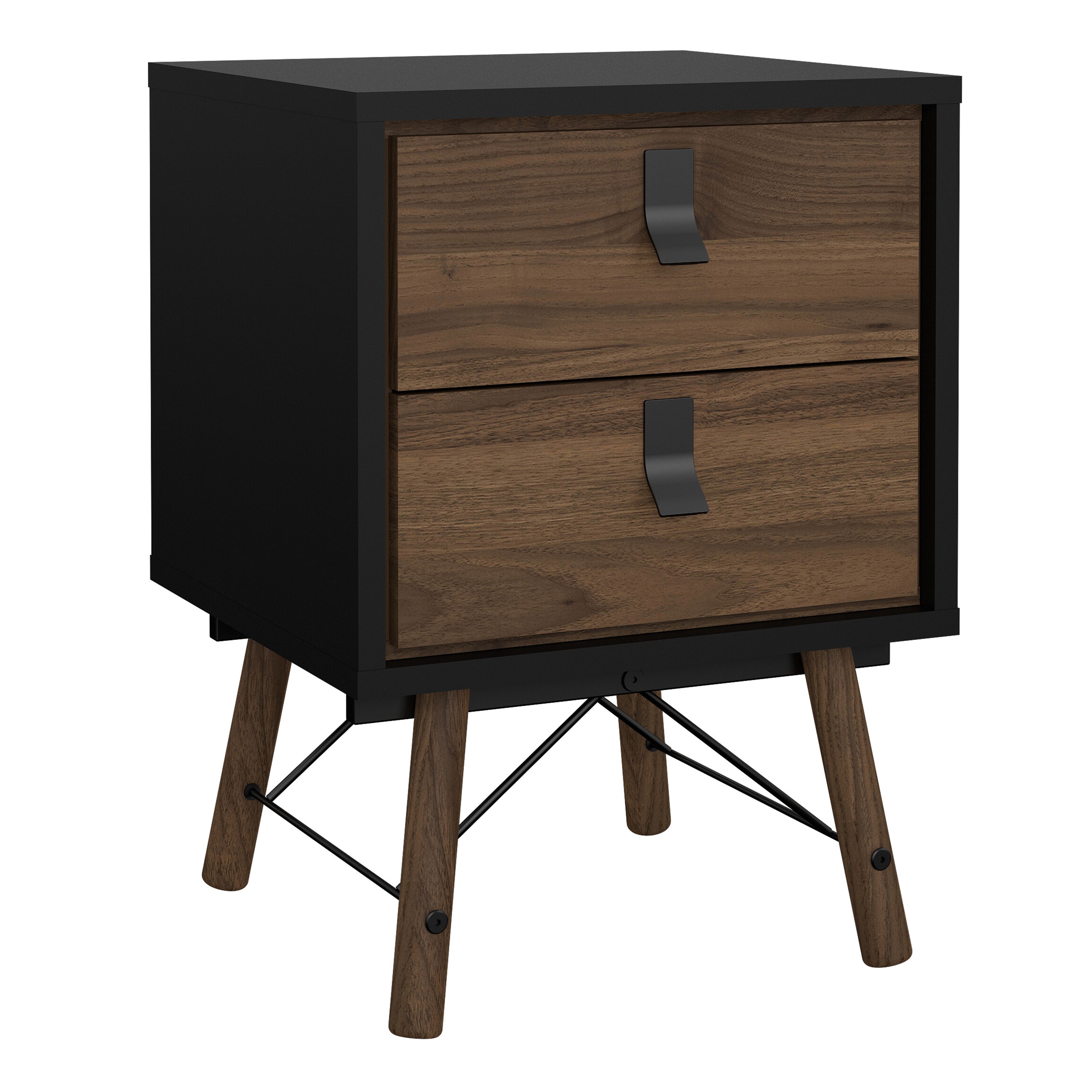 Ry Package - Wardrobe 3 Doors + 3 Drawers + Double chest 6 Drawers + Bedside Cabinet 2 Drawers in Matt Black Walnut – FTG…