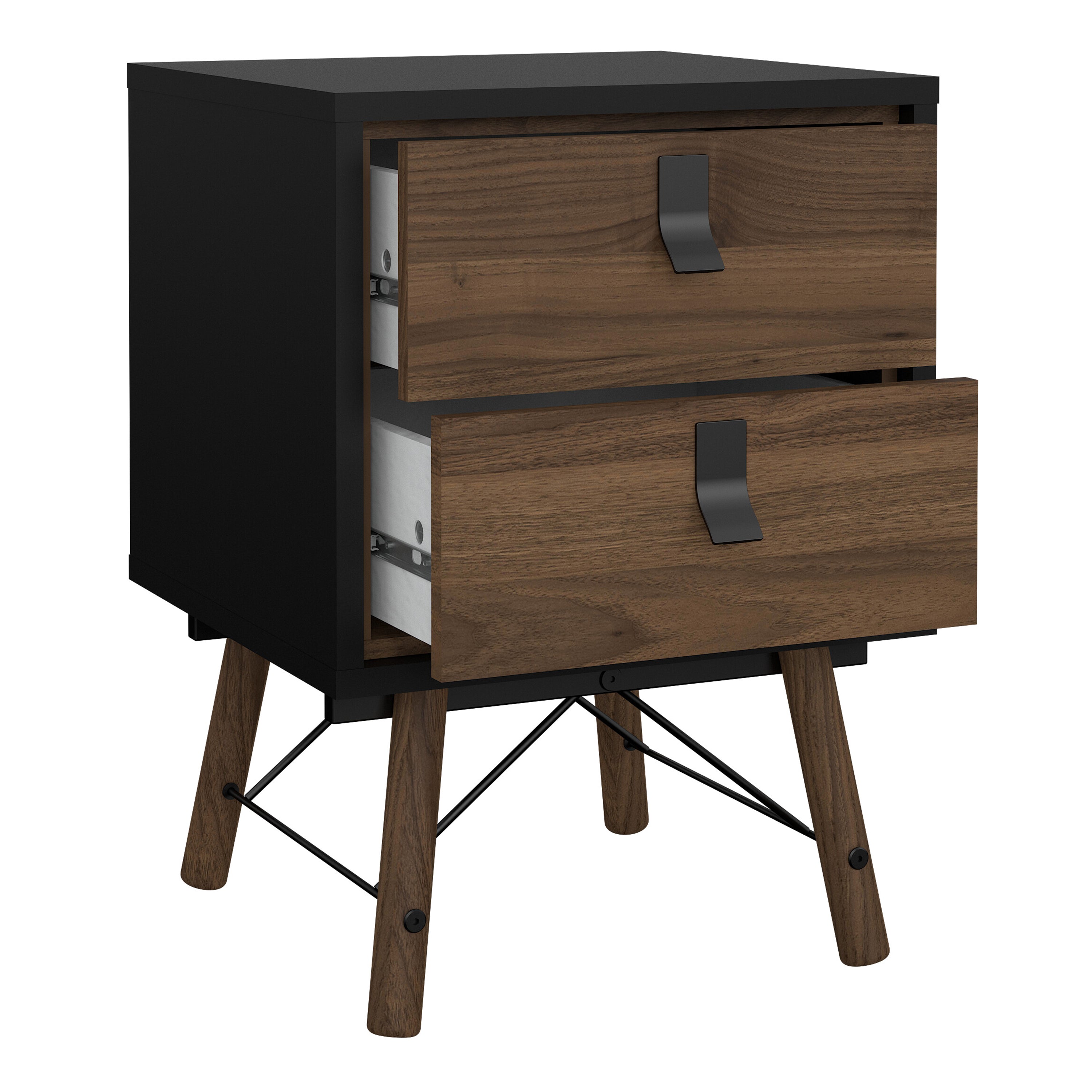Ry Package - Wardrobe 3 Doors + 3 Drawers + Double chest 6 Drawers + Bedside Cabinet 2 Drawers in Matt Black Walnut – FTG…