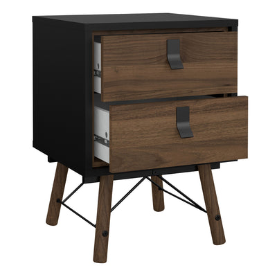 Ry Package - Wardrobe 3 Doors + 3 Drawers + Double chest 6 Drawers + Bedside Cabinet 2 Drawers in Matt Black Walnut – FTG…