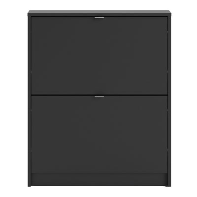 Shoes Shoe Cabinet 2 Flip Down Doors and 1 layer in Matt Black – FTG, view 2