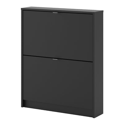 Shoes Shoe Cabinet 2 Flip Down Doors and 1 layer in Matt Black – FTG, view 3