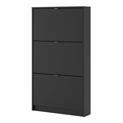 Shoes Shoe Cabinet 3 Flip Down Doors and 1 layer in Matt Black – FTG, view 3