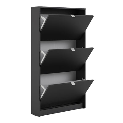Shoes Shoe Cabinet 3 Flip Down Doors and 1 layer in Matt Black – FTG, view 4