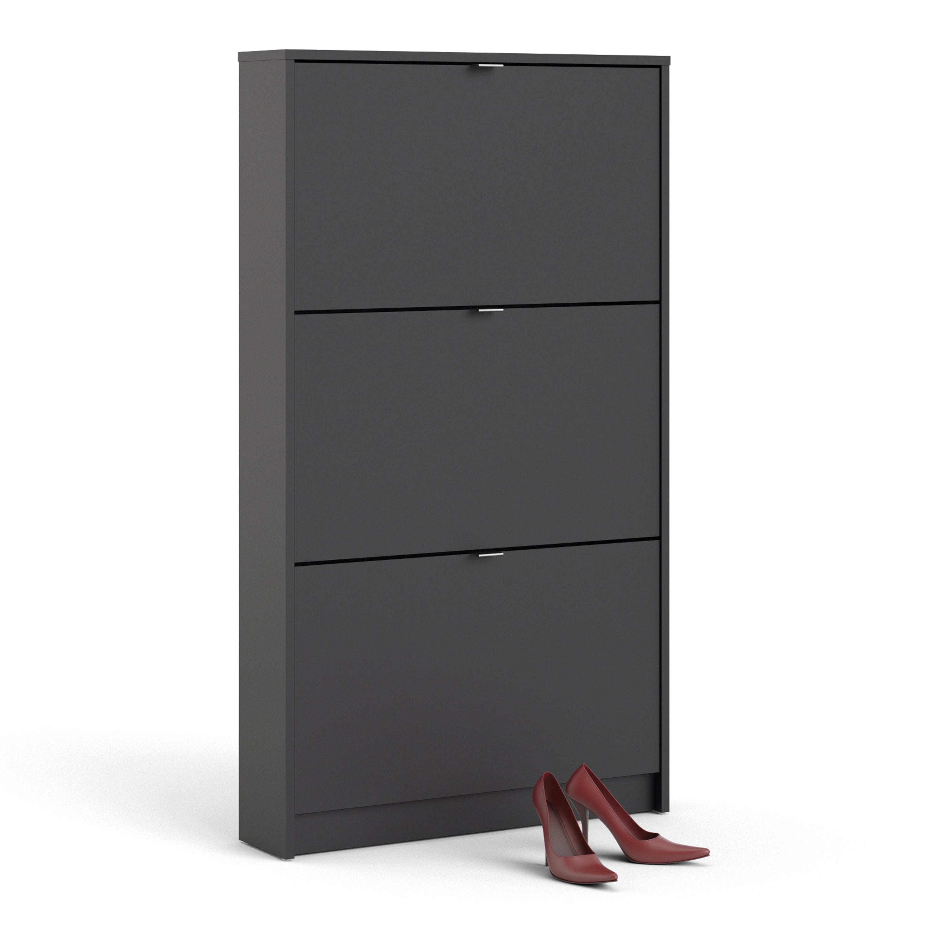 Shoes Shoe Cabinet 3 Flip Down Doors and 1 layer in Matt Black – FTG, view 5