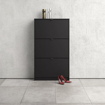 Shoes Shoe Cabinet 3 Flip Down Doors and 1 layer in Matt Black – FTG, view 6