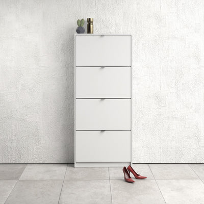Shoes Shoe Cabinet 4 Flip Down Doors and 1 layer in White – FTG, view 4