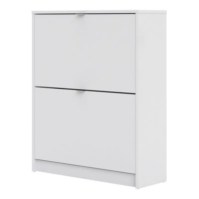 Shoes Shoe Cabinet 2 Flip Down Doors and 2 layers in White – FTG, view 3