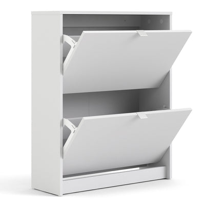 Shoes Shoe Cabinet 2 Flip Down Doors and 2 layers in White – FTG, view 4