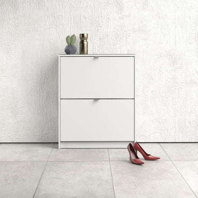 Shoes Shoe Cabinet 2 Flip Down Doors and 2 layers in White – FTG, view 5