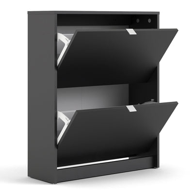 Shoes Shoe Cabinet 2 Flip Down Doors and 2 layers in Matt Black – FTG, view 4