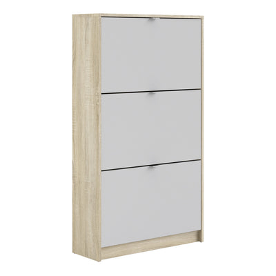 Shoes Shoe Cabinet 3 Flip Down Doors and 2 layers Oak structure White – FTG